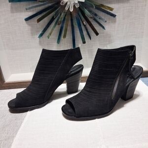 Paul Green Women's Black Cayanne Peep Toe High Heel Booties Size 7